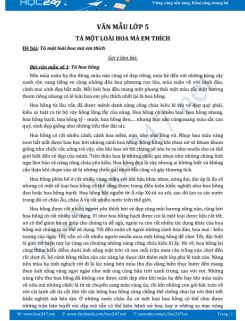 Tả một loài hoa mà em thích - Văn mẫu lớp 5