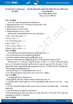 Đề thi chọn HSG tỉnh môn Hóa 10 năm 2018 - 2019 Sở GDĐT Hà Tĩnh