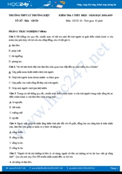 Đề kiểm tra 1 tiết HK2 môn GDCD 10 năm 2019 có đáp án - Trường THPT Lý Thường Kiệt