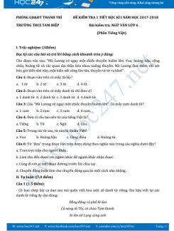 Đề kiểm tra 1 tiết HK1 môn Ngữ văn lớp 6 năm 2017-2018 Trường THCS Tam Hiệp