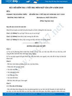 Bộ 3 đề kiểm tra 1 tiết HK1 môn Ngữ văn lớp 6 năm 2018
