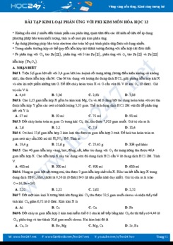 Các dạng bài tập kim loại phản ứng với phi kim môn Hóa 12 năm 2018 - 2019