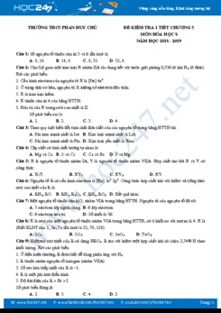 Đề kiểm tra 1 tiết Chương 5 môn Hóa học 8 năm học 2018 - 2019 Trường THCS Phan Huy Chú
