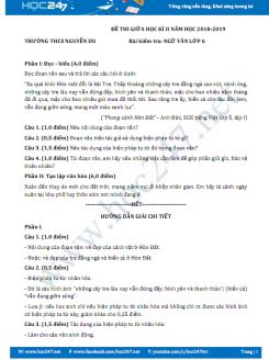 Đề thi giữa HK2 môn Ngữ văn lớp 6 năm 2018-2019, Trường THCS Nguyễn Du