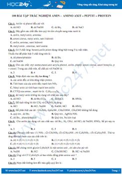 100 Bài tập trắc nghiệm Amin - Amino Axit - Peptit - Protein