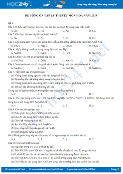 Đề tổng ôn lý thuyết môn Hóa học 12 năm 2019
