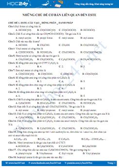 Những chủ đề cơ bản liên quan đến este