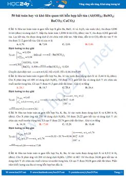 50 bài toán hay và khó liên quan tới hỗn hợp kết tủa (Al(OH)3; BaSO4; BaCO3; CaCO3)