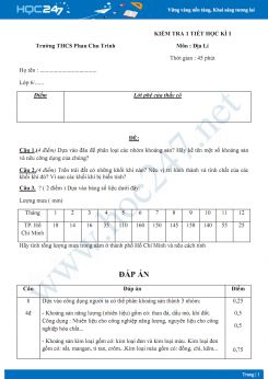 Đề kiểm tra 1 tiết HK1 môn Địa lý lớp 6 năm 2018-2019 - Trường THCS Phan Chu Trinh có đáp án