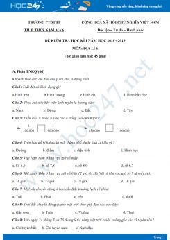 Đề thi HK1 môn Địa lý lớp 6 năm 2018-2019 - Trường THCS Nậm Mằn có đáp án