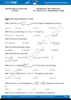 Đề kiểm tra 1 tiết Chương 3 Đại số 11 năm 2018 có đáp án - Trường THPT Thị xã Quảng Trị