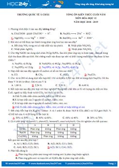 Tổng ôn kiến thức cuối năm môn Hóa học 12 Trường Quốc Tế Á Châu