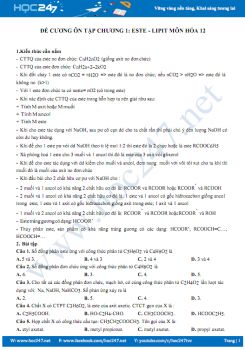 Đề cương ôn tập chương 1 Este - Lipit môn Hóa học 12 năm 2018 - 2019