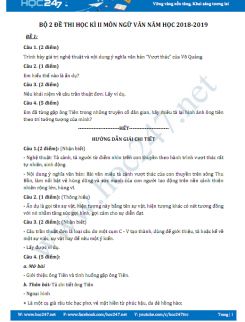 Bộ đề thi HK2 môn Ngữ văn lớp 6 năm 2018-2019