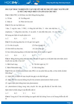 Bài tập trắc nghiệm ôn tập chuyên đề Di truyền học người Sinh học lớp 12 mức độ nhận biết có lời giải chi tiết