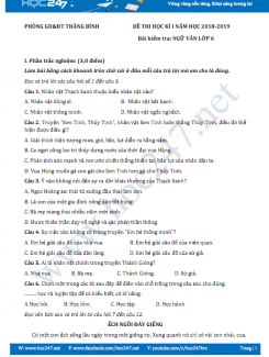 Đề thi HK1 môn Ngữ văn lớp 6 năm 2018-2019, Phòng GD&ĐT Thăng Bình