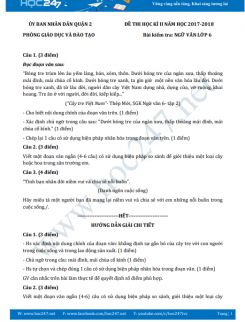Đề thi HK2 môn Ngữ văn lớp 6 năm 2017-2018, Phòng GD&ĐT Quận 2