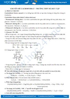 Chuyên đề cacbohydrat - Trường THPT Hà Huy Tập