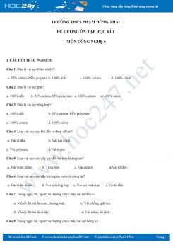 Đề cương ôn tập Học kì 1 môn Công Nghệ 6 trường THCS Phạm Hồng Thái