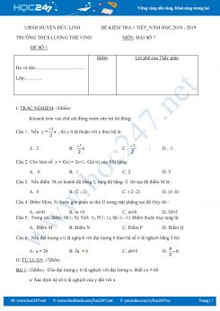 Bộ 2 đề kiểm tra 1 tiết Chương 2 Đại số 7 năm 2018 Trường THCS Lương Thế Vinh có đáp án