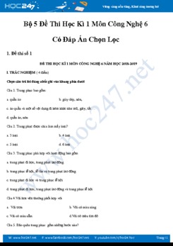 Bộ 5 đề thi Học kì 1 môn Công nghệ 6 có đáp án chọn lọc