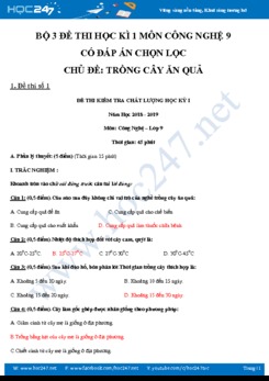Bộ 3 đề thi Học kì 1 môn Công Nghệ 9 có đáp án chọn lọc chủ đề Trồng cây ăn quả