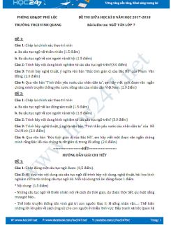 Đề thi giữa HK2 môn Ngữ văn lớp 7 năm 2017-2018, Trường THCS Vinh Quang