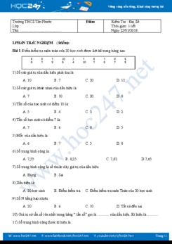 Bộ 2 đề kiểm tra 1 tiết Chương 3 Đại số 7 năm 2018 Trường THCS Tân Phước