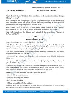 Đề thi giữa HK1 môn Ngữ văn lớp 8 năm 2017-2018, Trường THCS Tân Đồng