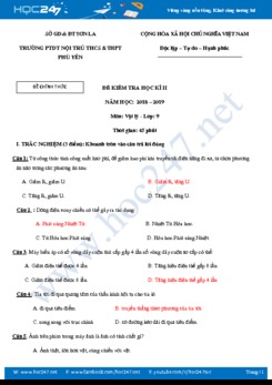 Đề thi HK2 môn Vật lý 9 năm 2019 trường PTDT Nội trú THCS &THPT Phù Yên