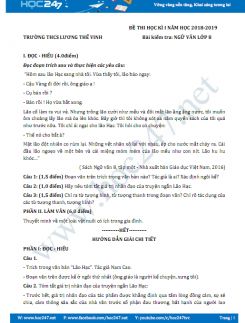 Đề thi HK1 môn Ngữ văn lớp 8 năm 2018-2019, Trường THCS Lương Thế Vinh