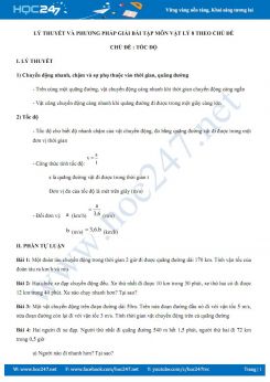 Lý thuyết và phương pháp giải bài tập chủ đề Tốc độ môn Vật lý 8
