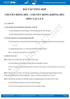 Bài tập tổng hợp Chuyển động đều- Chuyển động không đều môn Vật lý 8