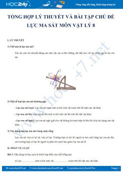 Tổng hợp lý thuyết và bài tập chủ đề Lực ma sát có đáp án môn Vật lý 8 năm 2019