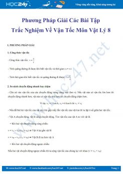 Phương pháp giải các bài tập trắc nghiệm về Vận tốc môn Vật Lý 8
