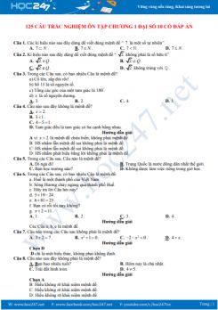 125 câu trắc nghiệm ôn tập Chương 1 Đại số 10 có đáp án