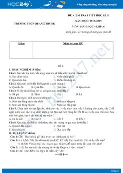Đề kiểm tra 1 tiết HK2 môn Sinh học lớp 6 năm 2018-2019 - Trường THCS Quang Trung có đáp án