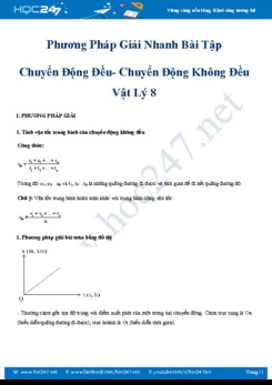 Phương pháp giải nhanh bài tập Chuyển động đều- Chuyển động không đều Vật lý 8