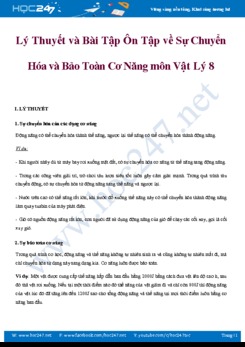 Lý thuyết và bài tập ôn tập về Sự chuyển hóa và bảo toàn Cơ năng môn Vật lý 8