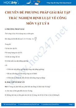 Phương pháp giải các bài tập trắc nghiệm Định luật về công môn Vật Lý 8