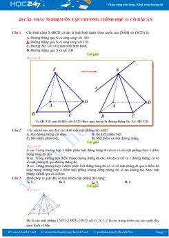 40 câu trắc nghiệm ôn tập Chương 2 Hình học 11 có đáp án chi tiết