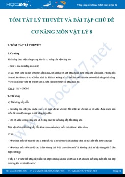 Chuyên đề tóm tắt lý thuyết và bài tập về Cơ năng môn Vật Lý 8