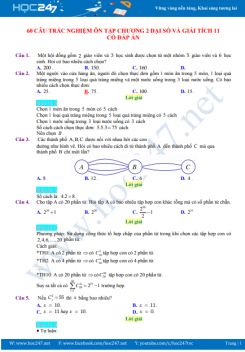60 câu trắc nghiệm ôn tập Chương 2 Đại số và Giải tích 11 có đáp án chi tiết