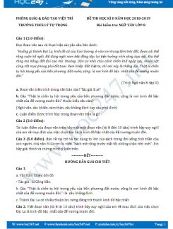 Đề thi HK2 môn Ngữ văn lớp 8 năm 2018-2019, Trường THCS Lý Tự Trọng