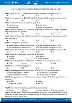 Bài tập nâng cao ôn thi HSG môn Hóa 10 năm học 2018 - 2019