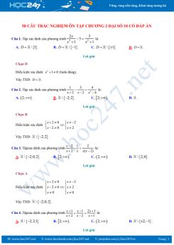 50 câu trắc nghiệm ôn tập Chương 3 Đại số 10 có đáp án chi tiết
