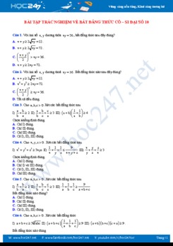Bài tập trắc nghiệm về Bất đẳng thức cô - si Đại số 10 năm học 2019 - 2020