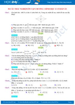 50 câu trắc nghiệm ôn tập Chương 1 Hình học 11 có đáp án