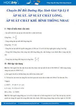 Bồi dưỡng HSG Vật lý 8- Áp suất, áp suất chất lỏng, áp suất chất khí, bình thông nhau