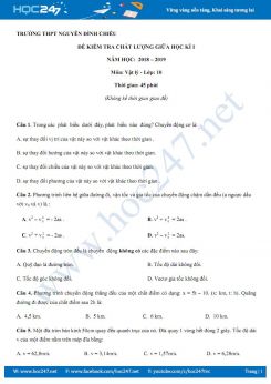 Đề kiểm tra chất lượng HK1 môn Vật lý 7 năm 2018- 2019 trường THCS Lam Sơn